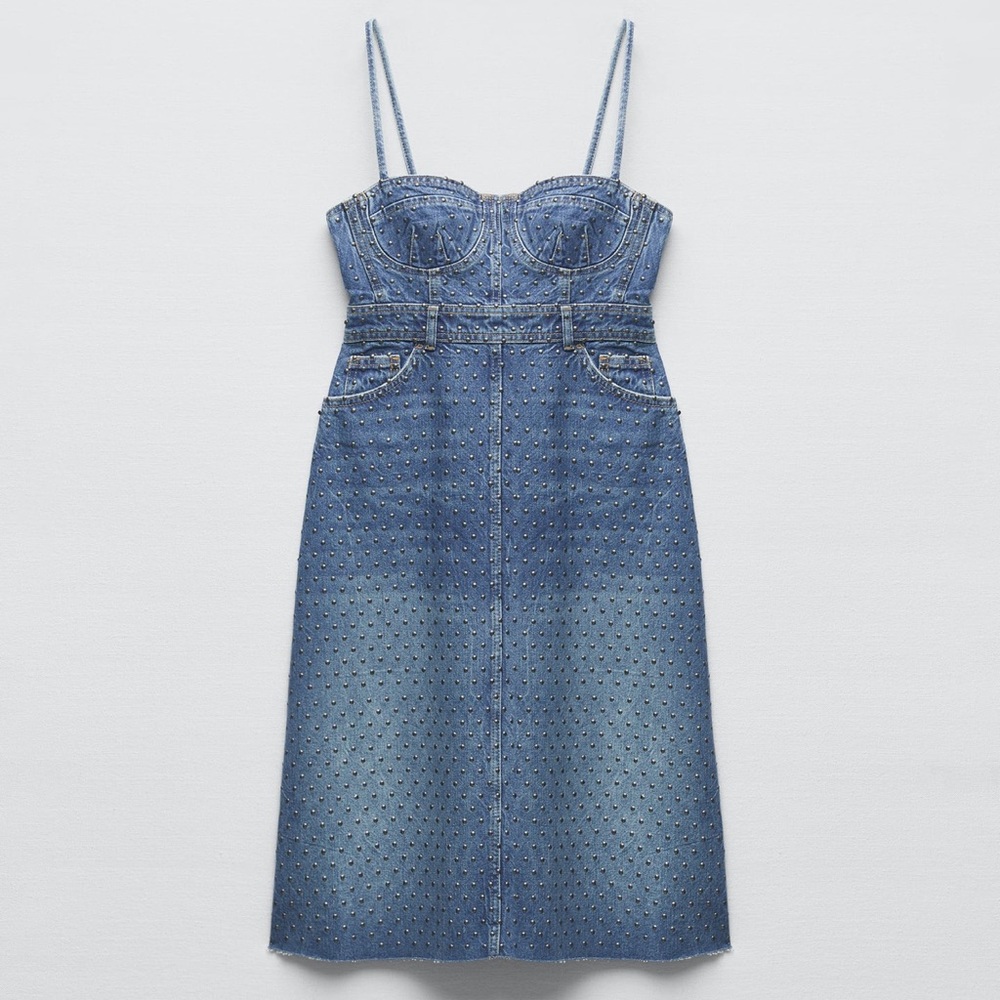 ZARA STUDDED DENIM BUSTIER